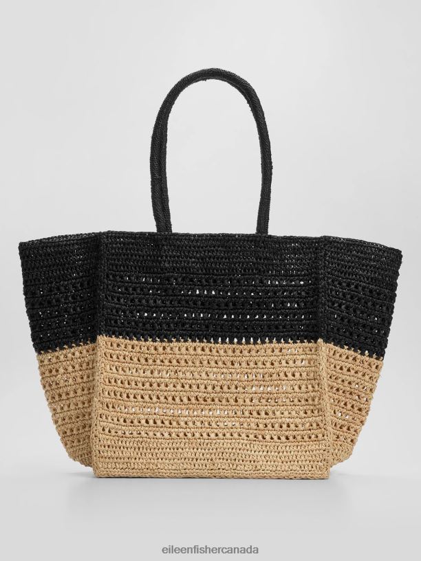 EILEEN FISHER Mar Y Sol Raffia Beach Tote Women BLACK/NATURAL Accessories 024FN1133