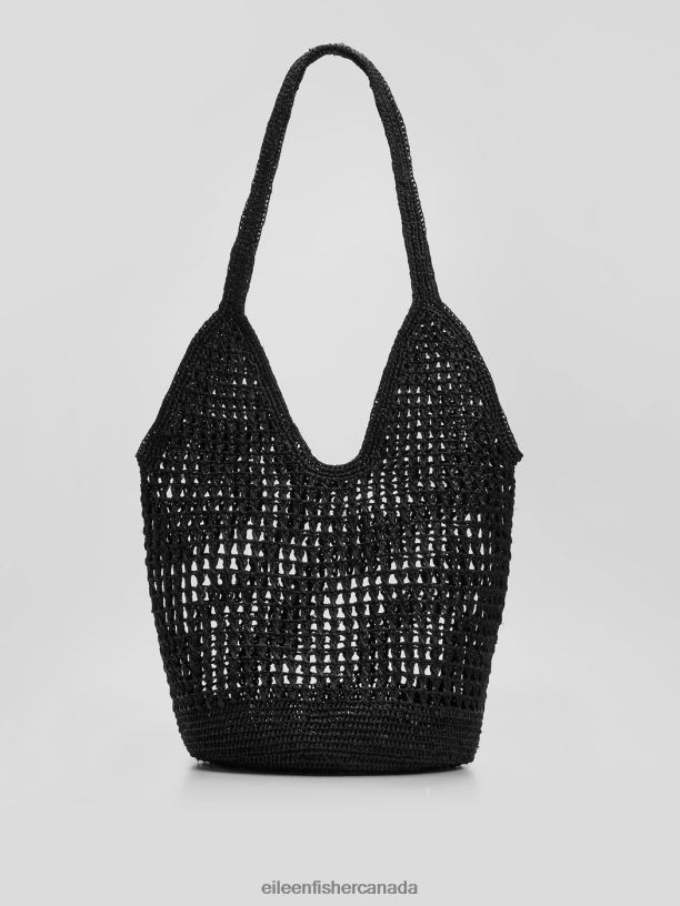 EILEEN FISHER Mar Y Sol Raffia Shopper Tote Women BLACK Accessories 024FN1134