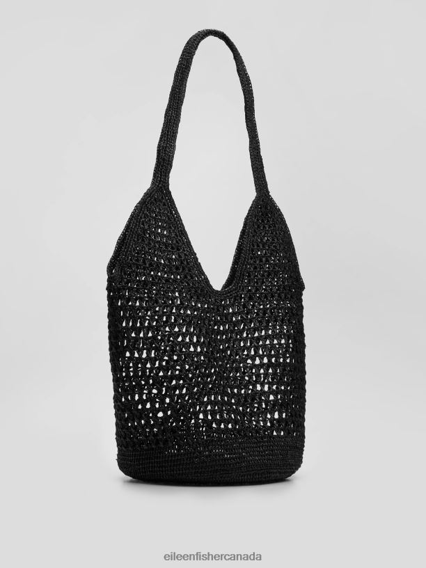EILEEN FISHER Mar Y Sol Raffia Shopper Tote Women BLACK Accessories 024FN1134