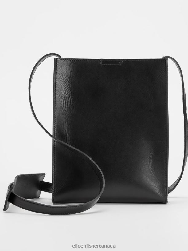 EILEEN FISHER Sleek Italian Leather Crossbody Bag Women BLACK Accessories 024FN1146