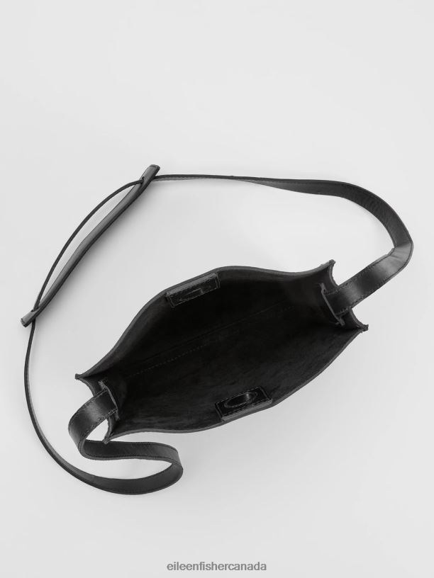 EILEEN FISHER Sleek Italian Leather Crossbody Bag Women BLACK Accessories 024FN1146