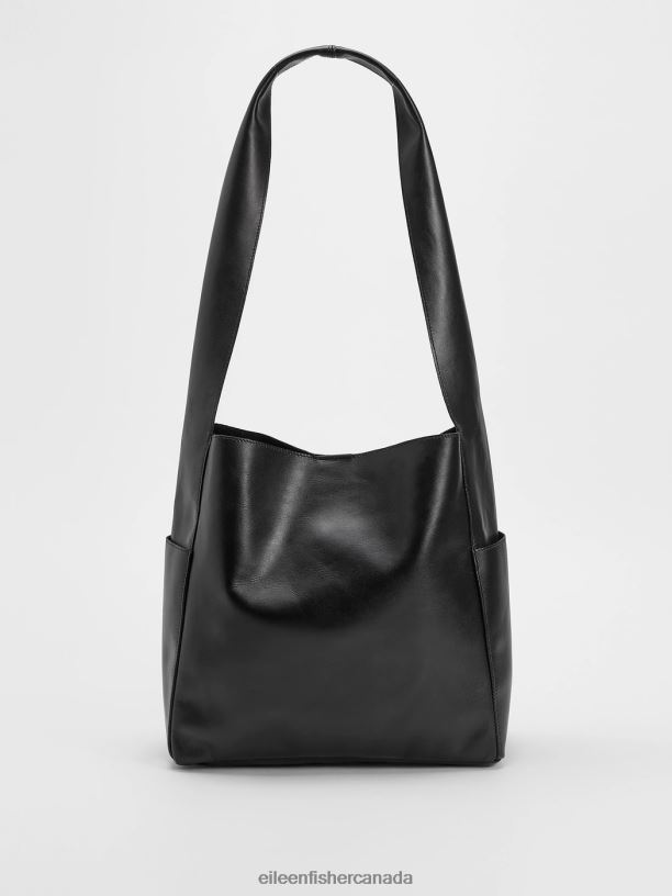 EILEEN FISHER Sleek Italian Leather Everything Crossbody Bag Women BLACK Accessories 024FN1145