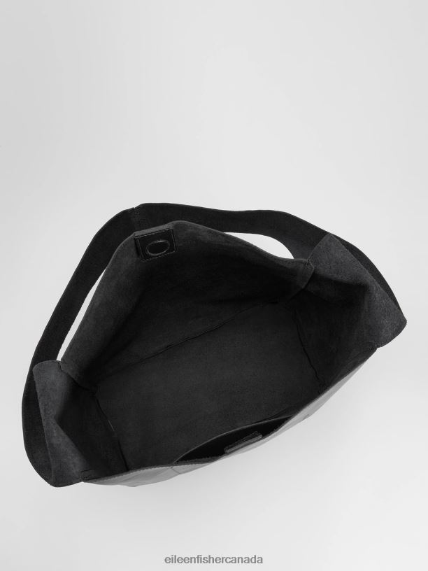 EILEEN FISHER Sleek Italian Leather Everything Crossbody Bag Women BLACK Accessories 024FN1145