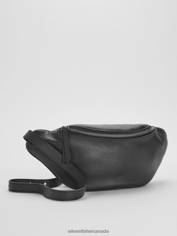 EILEEN FISHER Textured Italian Leather Belt Bag Women BLACK Accessories 024FN1142