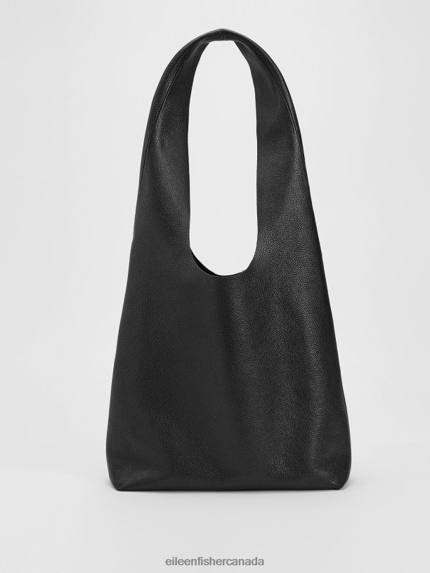 EILEEN FISHER Textured Italian Leather Shopper Tote Women BLACK Accessories 024FN1144