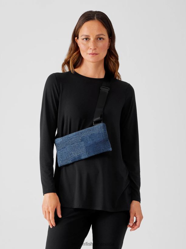 EILEEN FISHER Waste No More Crossbody Denim Chest Bag Women INDIGO Accessories 024FN1164