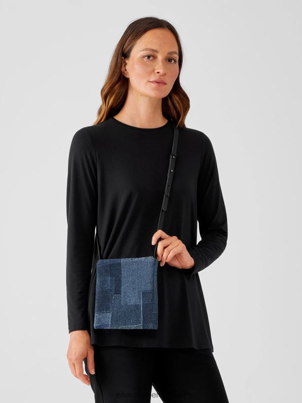 EILEEN FISHER Waste No More Denim Crossbody Bag Women INDIGO Accessories 024FN1163