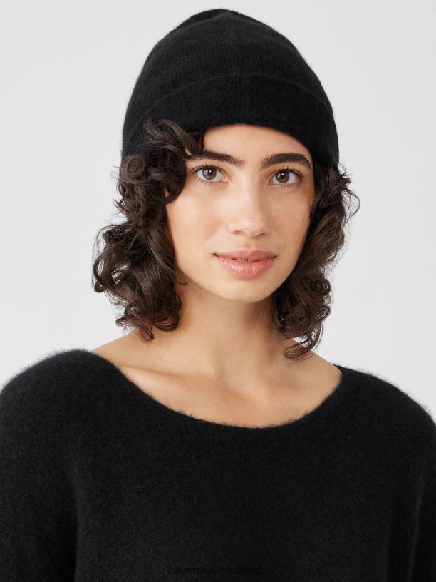 EILEEN FISHER Cashmere Silk Bliss Hat Women BLACK Accessories 024FN1125