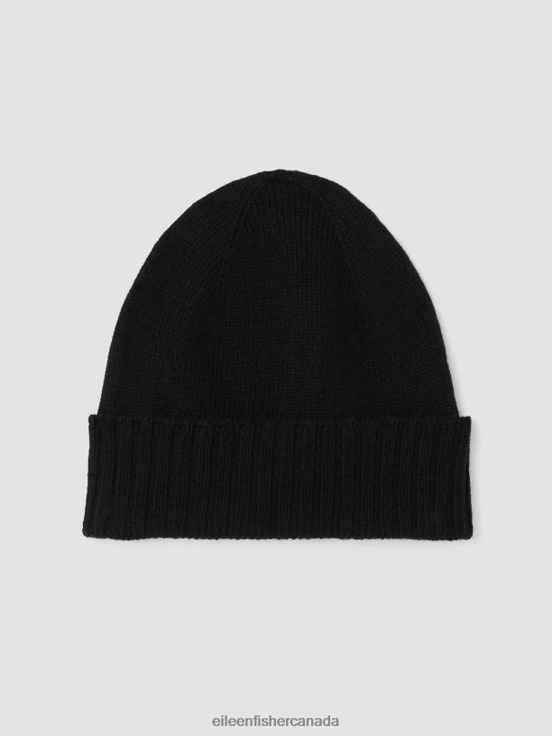 EILEEN FISHER Cotton and Recycled Cashmere Hat Women BLACK Accessories 024FN1122
