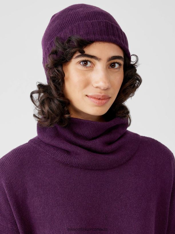 EILEEN FISHER Cotton and Recycled Cashmere Hat Women SWEET PLUM Accessories 024FN1124