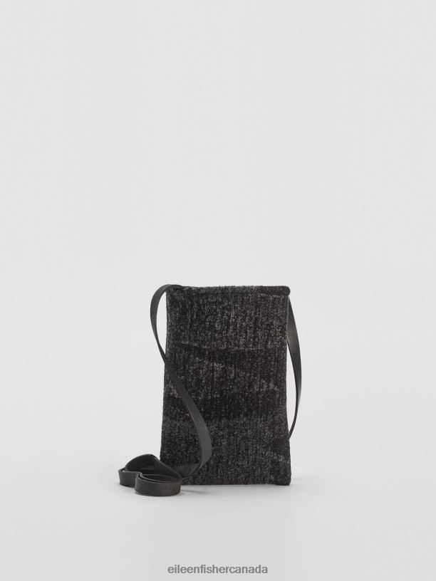 EILEEN FISHER Waste No More Felted Phone Pouch Slim Fit Women CHARCOAL Accessories 024FN1152
