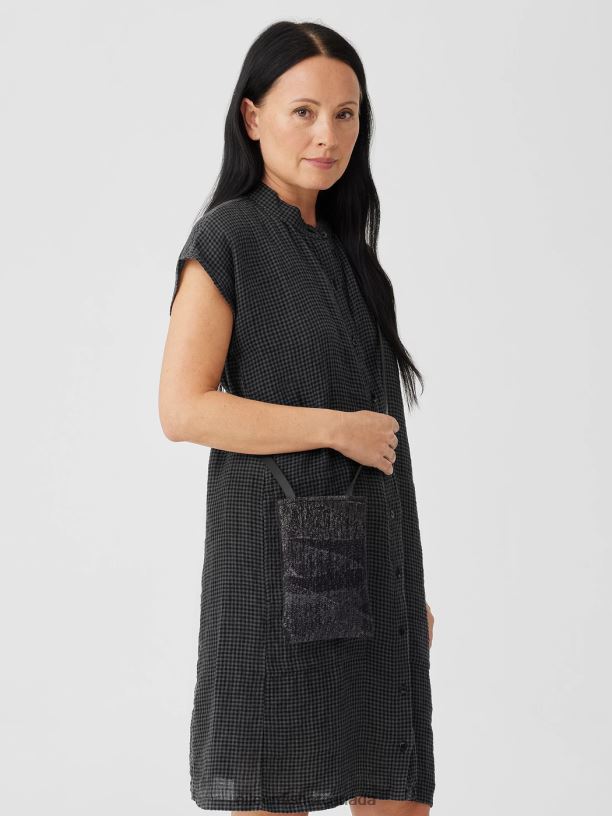 EILEEN FISHER Waste No More Felted Phone Pouch Slim Fit Women CHARCOAL Accessories 024FN1152