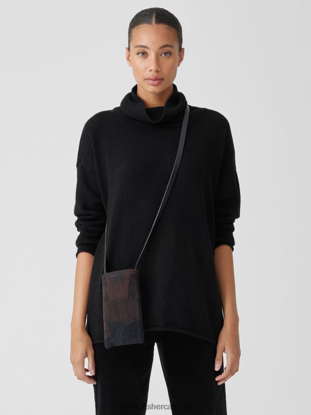 EILEEN FISHER Waste No More Felted Phone Pouch Slim Fit Women COFFEE Accessories 024FN1153