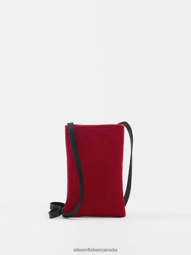 EILEEN FISHER Waste No More Felted Phone Pouch Slim Fit Women RED Accessories 024FN1155