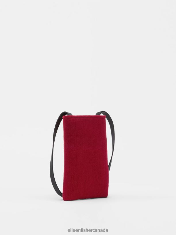 EILEEN FISHER Waste No More Felted Phone Pouch Slim Fit Women RED Accessories 024FN1155
