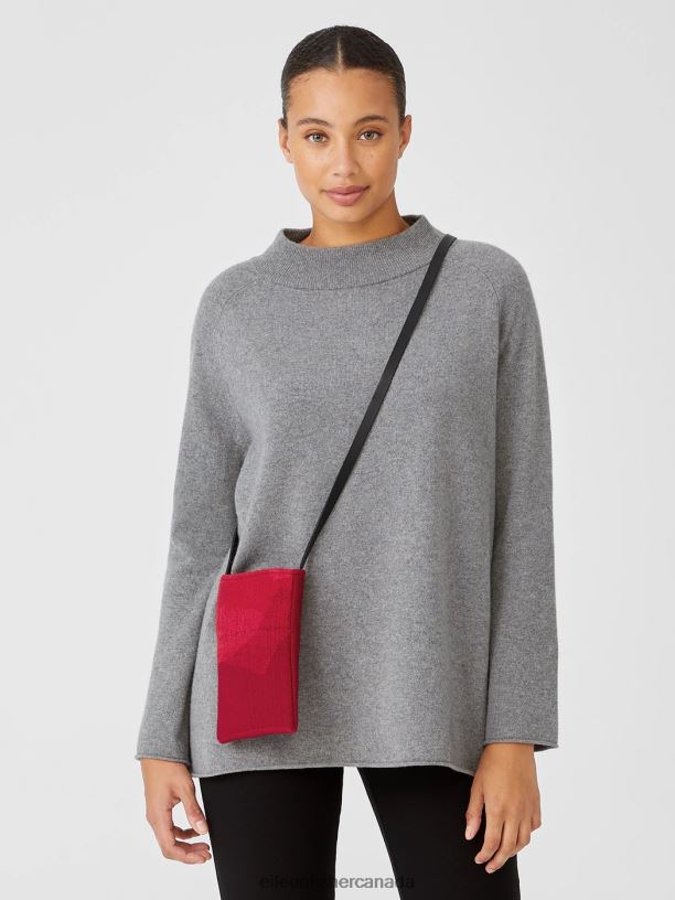 EILEEN FISHER Waste No More Felted Phone Pouch Slim Fit Women RED Accessories 024FN1155