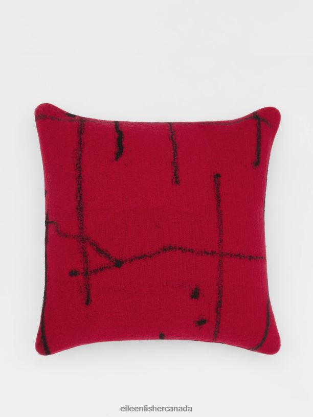 EILEEN FISHER Waste No More Felted Artisanal Pillow 11" by 11" Women RED Accessories 024FN1203
