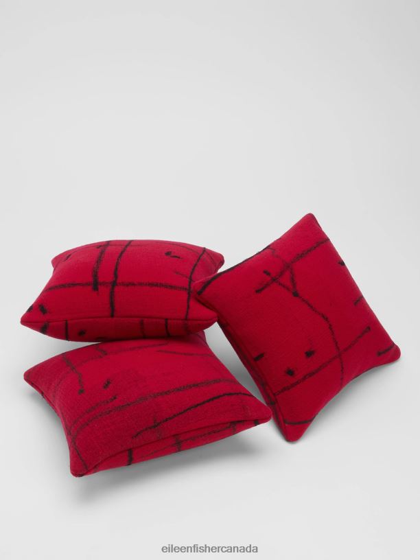 EILEEN FISHER Waste No More Felted Artisanal Pillow 11\" by 11\" Women RED Accessories 024FN1203