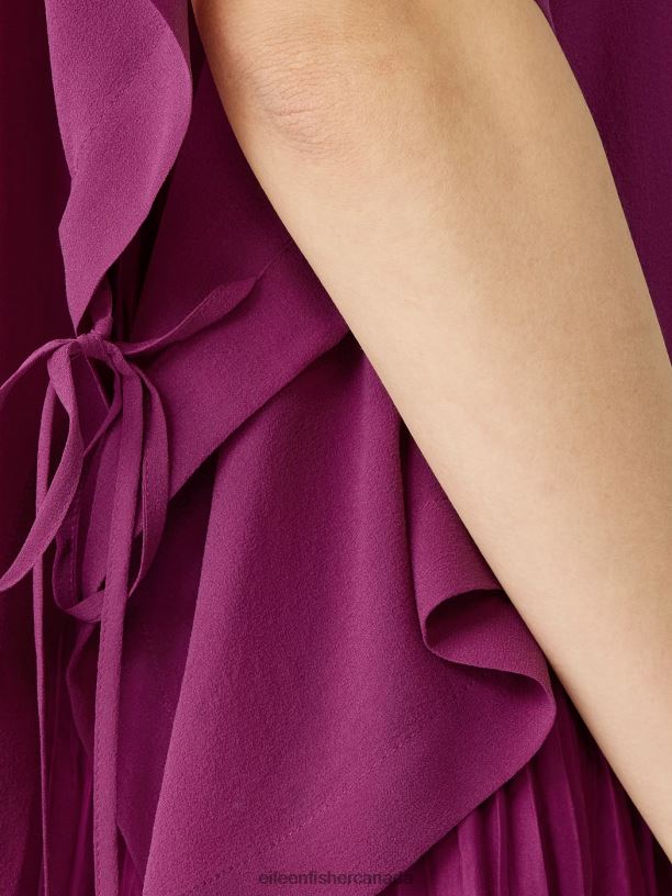 EILEEN FISHER Sheer Silk Georgette Poncho Boxy Fit Cropped Length Women RASPBERRY Accessories 024FN158