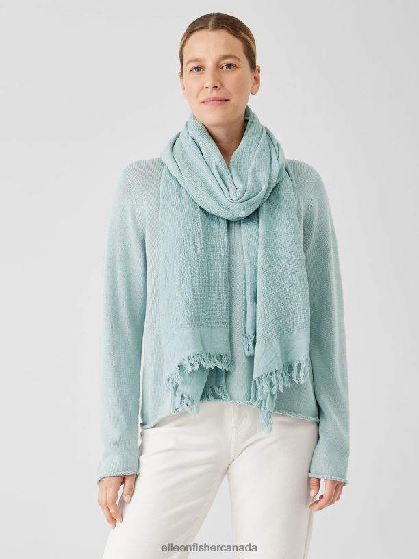 EILEEN FISHER Organic Cotton Open Weave Scarf Women ARCTIC BLUE Accessories 024FN1096