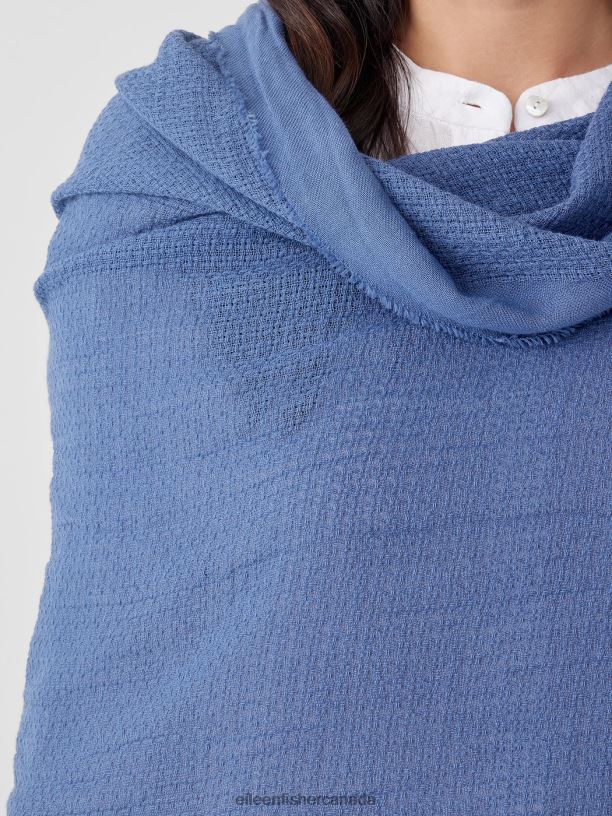 EILEEN FISHER Organic Cotton Open Weave Scarf Women BLUEBERRY Accessories 024FN1095