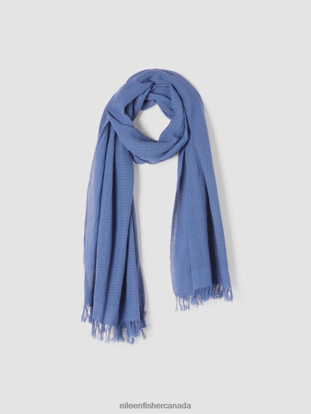 EILEEN FISHER Organic Cotton Open Weave Scarf Women BLUEBERRY Accessories 024FN1095