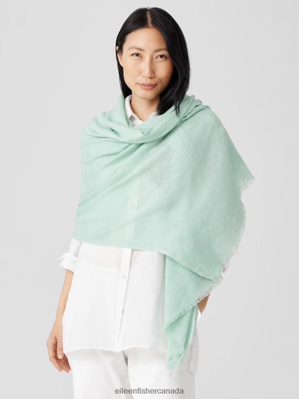 EILEEN FISHER Organic Cotton Striped Cloud Scarf Women ABSINTHE Accessories 024FN1102