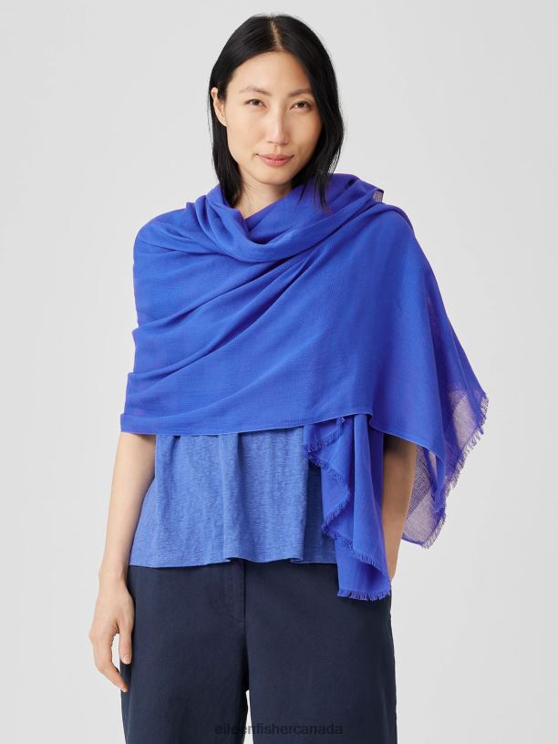 EILEEN FISHER Organic Cotton Striped Cloud Scarf Women BLUE STAR Accessories 024FN1100