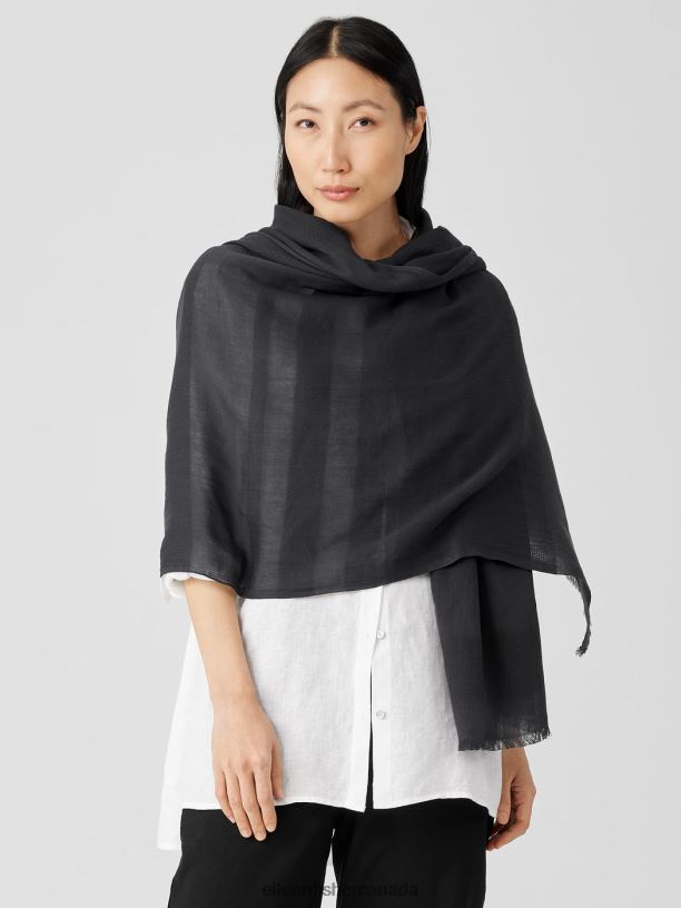 EILEEN FISHER Organic Cotton Striped Cloud Scarf Women GRAPHITE Accessories 024FN1098
