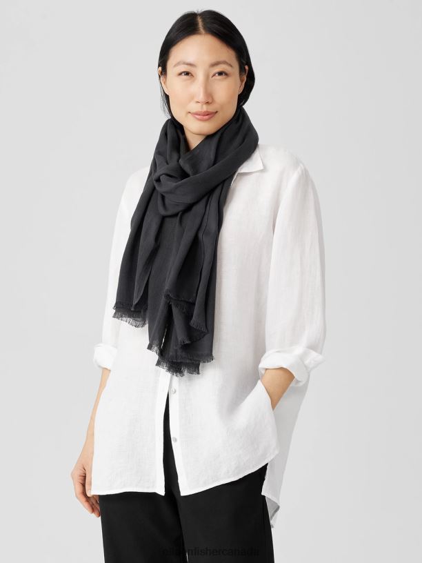 EILEEN FISHER Organic Cotton Striped Cloud Scarf Women GRAPHITE Accessories 024FN1098