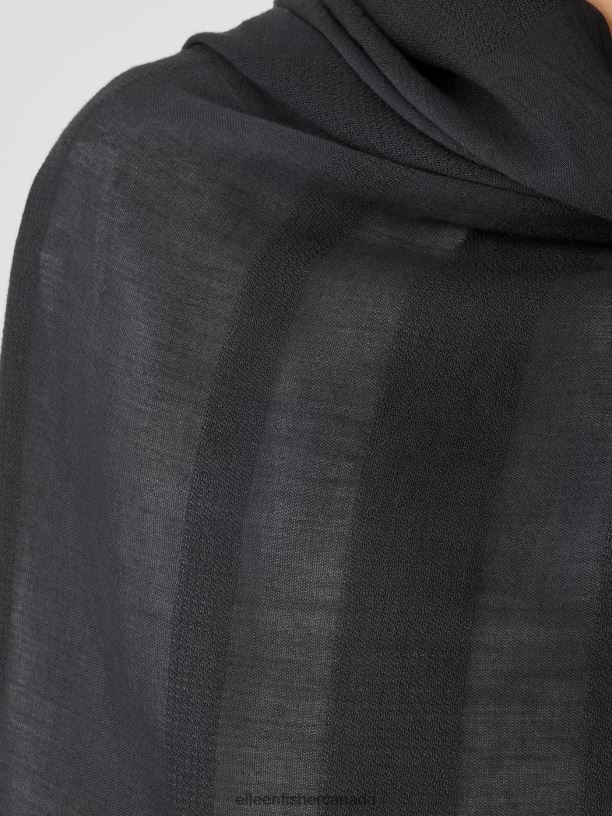 EILEEN FISHER Organic Cotton Striped Cloud Scarf Women GRAPHITE Accessories 024FN1098