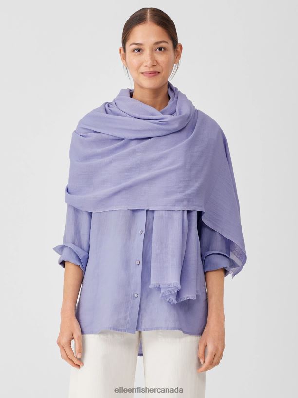 EILEEN FISHER Organic Cotton Striped Cloud Scarf Women PLUME Accessories 024FN1101