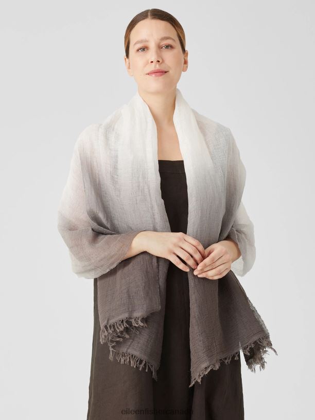 EILEEN FISHER Organic Linen Cotton Ombre Scarf Women ESPRESSO Accessories 024FN1132