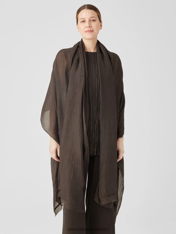 EILEEN FISHER Washed Silk Parachute Scarf Women ESPRESSO Accessories 024FN1090
