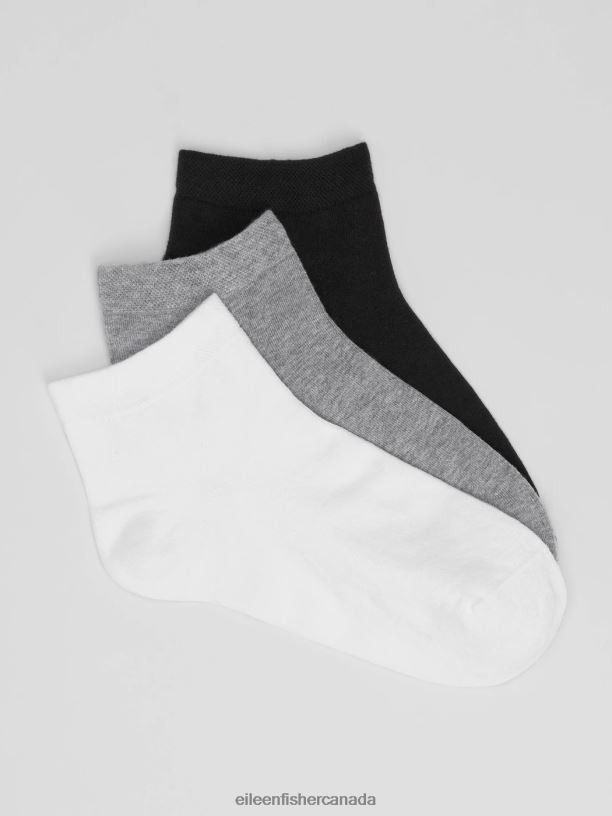 EILEEN FISHER Cotton Ankle Sock 3-Pack Women BLACK Accessories 024FN1185