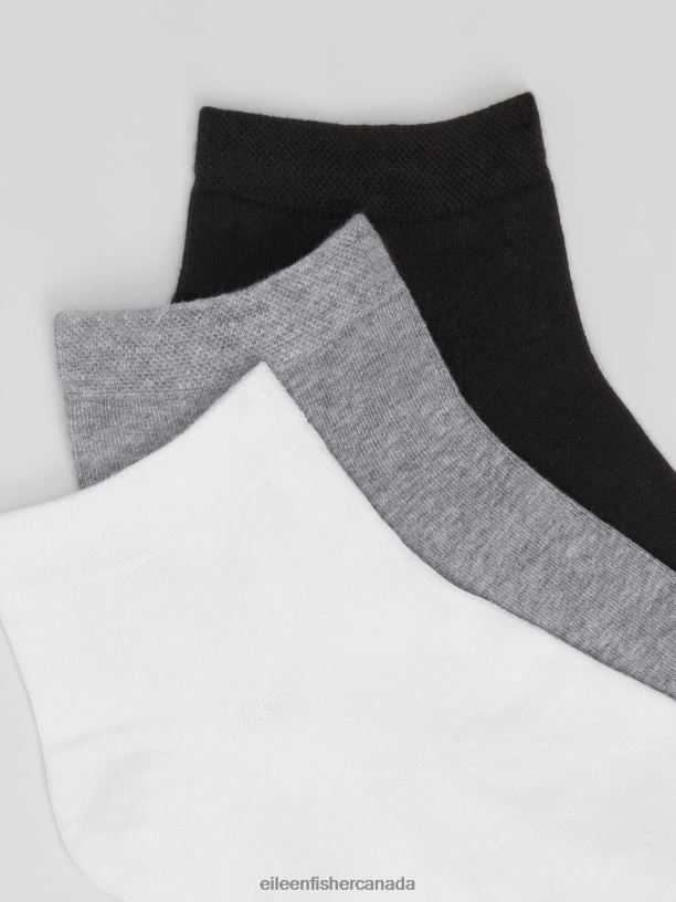 EILEEN FISHER Cotton Ankle Sock 3-Pack Women BLACK Accessories 024FN1185