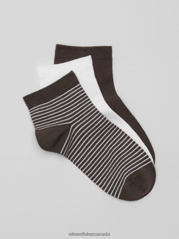EILEEN FISHER Cotton Ankle Sock 3-Pack Women ESPRESSO Accessories 024FN1170