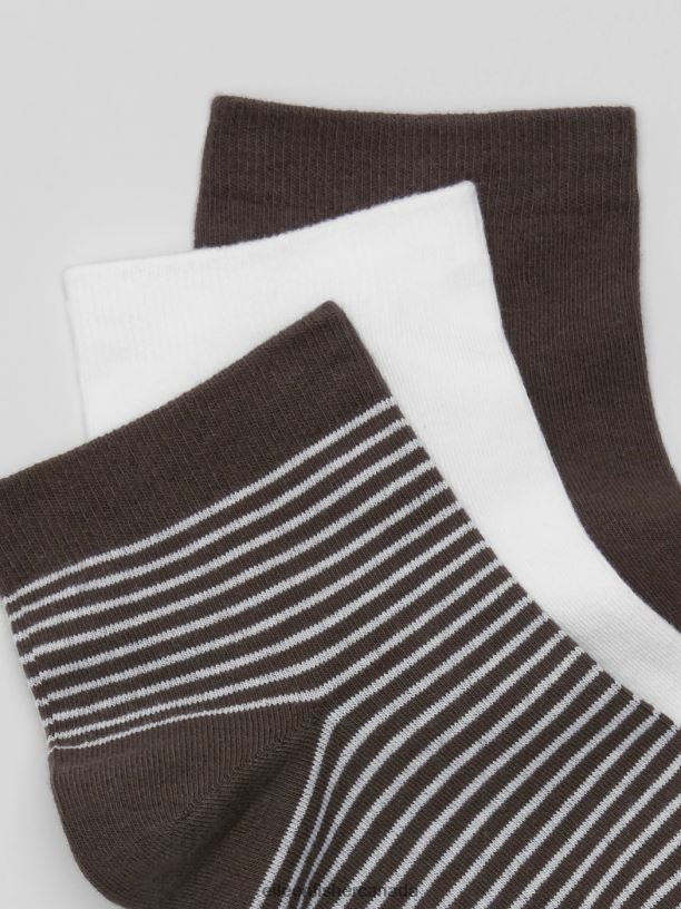 EILEEN FISHER Cotton Ankle Sock 3-Pack Women ESPRESSO Accessories 024FN1170