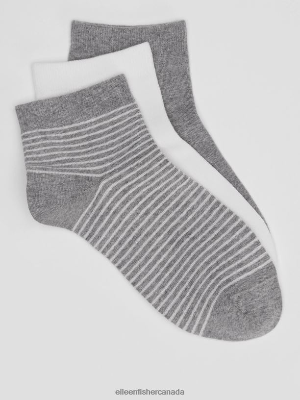 EILEEN FISHER Cotton Ankle Sock 3-Pack Women MOON Accessories 024FN1168