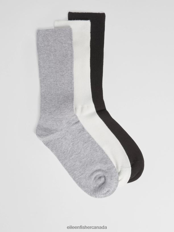 EILEEN FISHER Cotton Trouser Sock 3-Pack Women BLACK Accessories 024FN1189