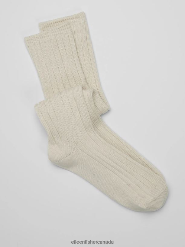 EILEEN FISHER Organic Cotton Rib Slouchy Sock Women SOFTWHITE Accessories 024FN1187