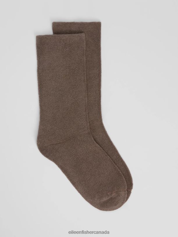 EILEEN FISHER Organic Cotton Terry Cozy Crew Sock Women COBBLESTONE Accessories 024FN1181