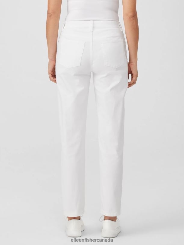 EILEEN FISHER Organic Cotton Denim High-Waisted Jean Slim Fit Full Length Women WHITE Clothing 024FN616