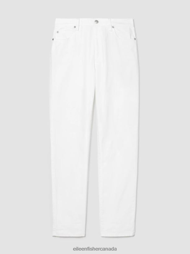 EILEEN FISHER Organic Cotton Denim High-Waisted Jean Slim Fit Full Length Women WHITE Clothing 024FN616