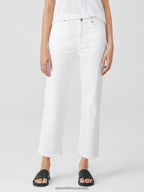 EILEEN FISHER Organic Cotton Denim Straight Jean Easy Fit Ankle Length Women WHITE Clothing 024FN614