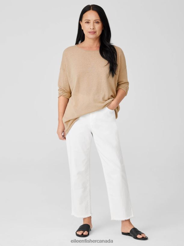 EILEEN FISHER Organic Cotton Denim Straight Jean Easy Fit Ankle Length Women WHITE Clothing 024FN614