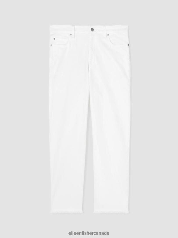 EILEEN FISHER Organic Cotton Denim Straight Jean Easy Fit Ankle Length Women WHITE Clothing 024FN614