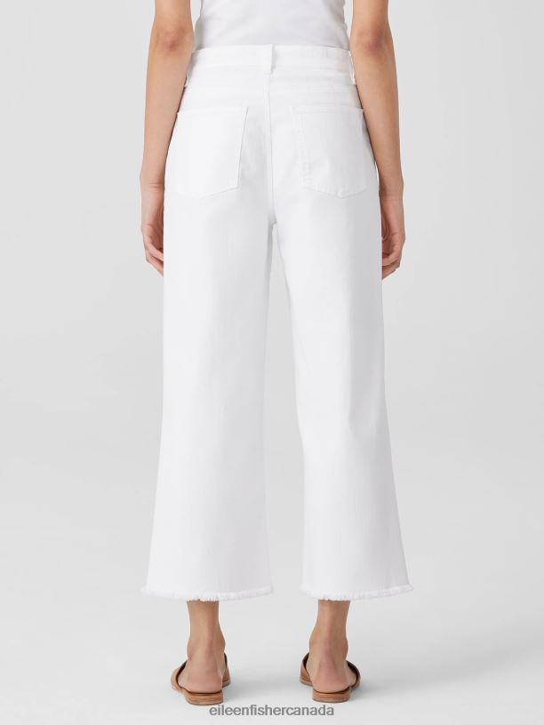 EILEEN FISHER Organic Cotton Denim Wide-Leg Jean Easy Fit Cropped Length Women WHITE Clothing 024FN613
