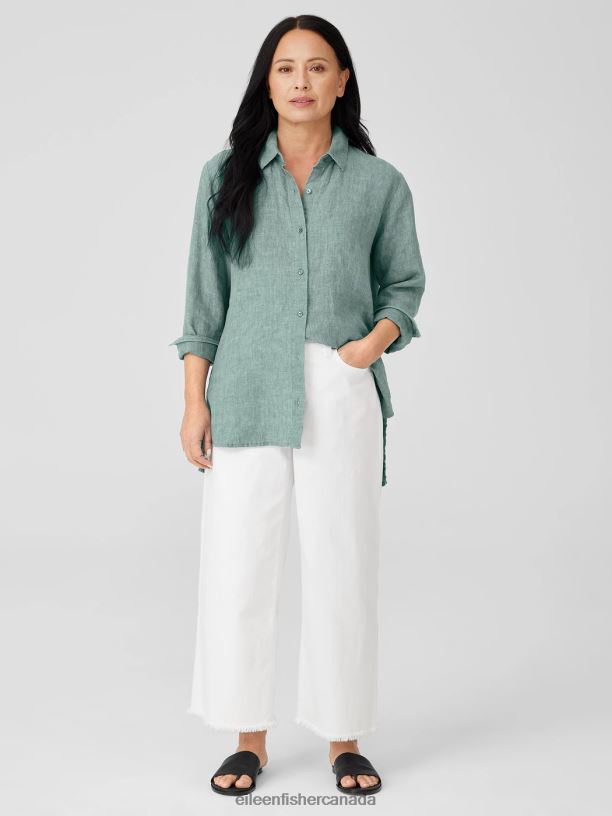 EILEEN FISHER Organic Cotton Denim Wide-Leg Jean Easy Fit Cropped Length Women WHITE Clothing 024FN613
