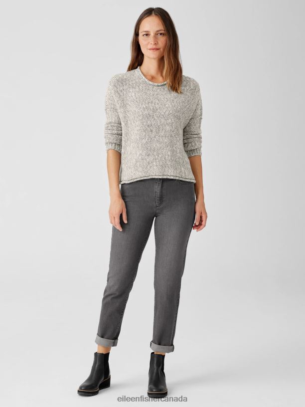 EILEEN FISHER Organic Cotton Stretch High-Waisted Jean Slim Fit Full Length Women CARBON Clothing 024FN618